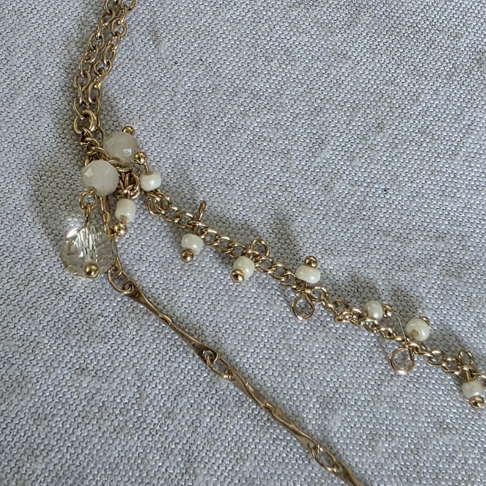 Double Choker Necklace Set Crochet and Double Strand Chain - Picture 8 of 11